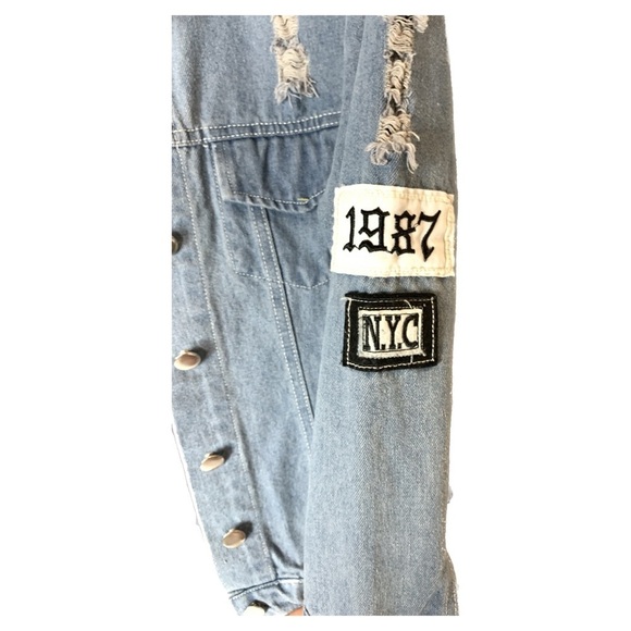 KAWAII NATION BTS K-POP Where Is My Mind Patch Distressed Jean Denim Jacket - Picture 6 of 12